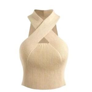 Elegant Cider Cream Halter Top Size S